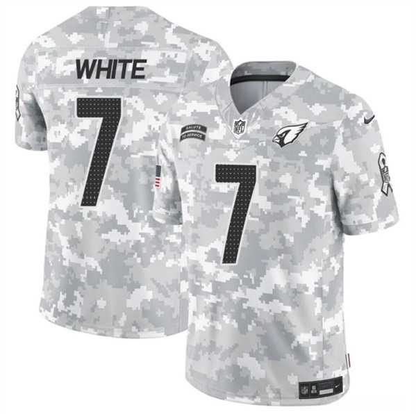 Mens Arizona Cardinals #7 Kyzir White 2024 F.U.S.E. Arctic Camo Salute to Service Limited Stitched Jersey Dzhi